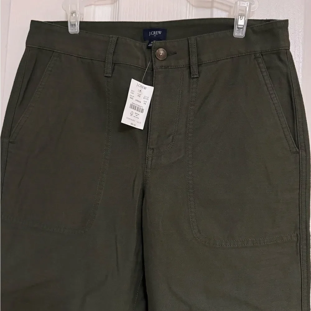 J.Crew Women’s Pants Style BT131 FA23 | Size P6 | 100% Cotton | Army Green | NWT